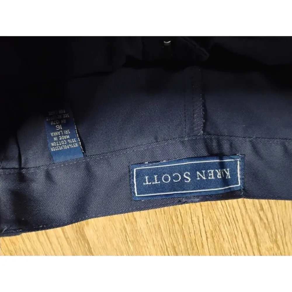 Karen & Scott A-Line Skort Womens 1 Navy Blue Cotton Stretch Lined Preppy